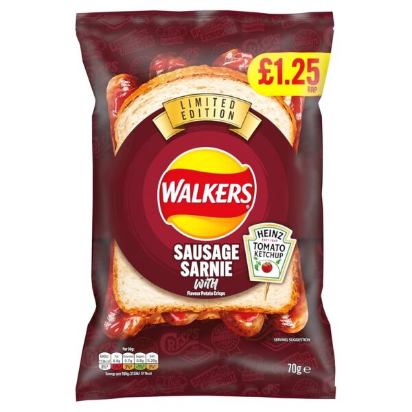 Walkers Sausage Sarnie Crisps 5Pk